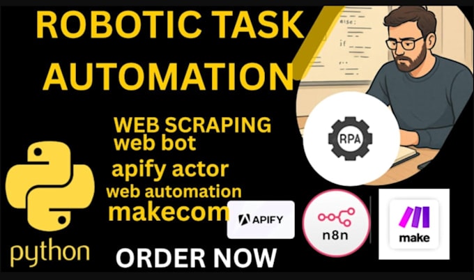 web scraping, web automation web bot,uipath apify actor,rpa bot,cheerio python