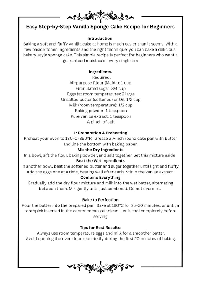 write delicious food and baking recipes for your blog