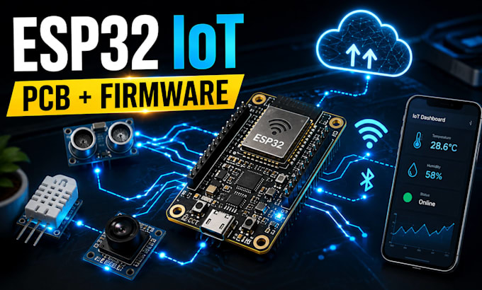 design esp32 iot pcb, esp32 sensor, wireless device and develop custom firmware