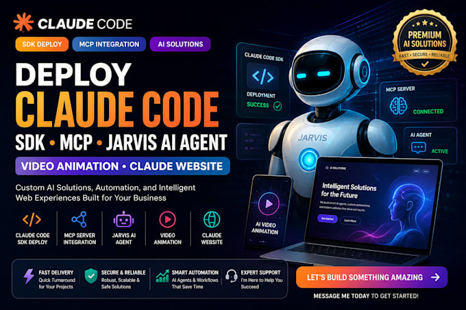 deploy claude code sdk claude mcp jarvis ai agent video animation claude website