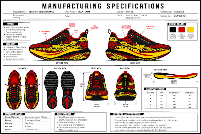 design shoes and create a professional footwear tech pack