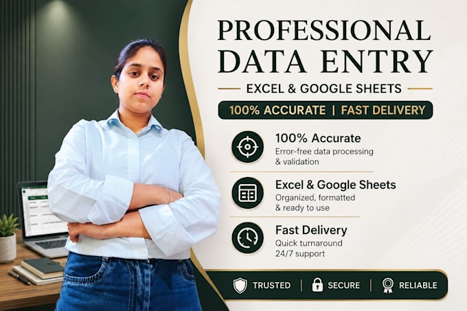 l will do data entry, PDF to excel typing work, web research