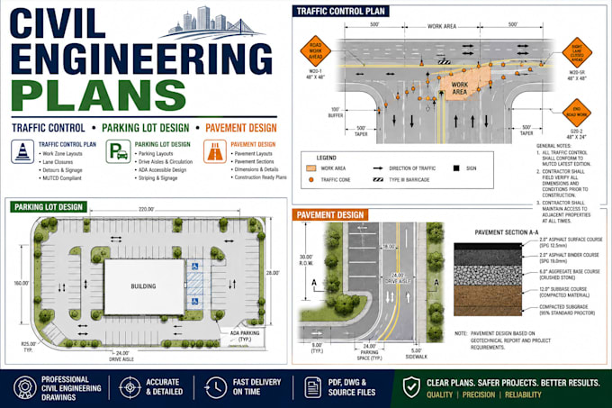 do traffic control plan parking lot design and pavement design