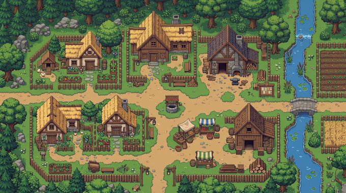 design 2d game map level environment tileset pixel art tilemap game assets