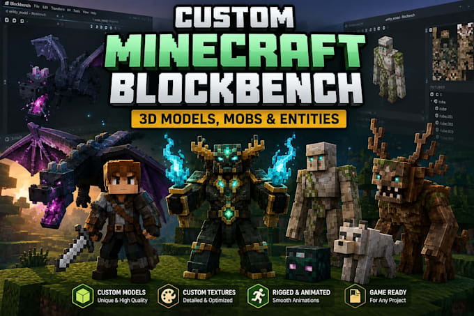 create custom minecraft blockbench 3d models, mobs and entities
