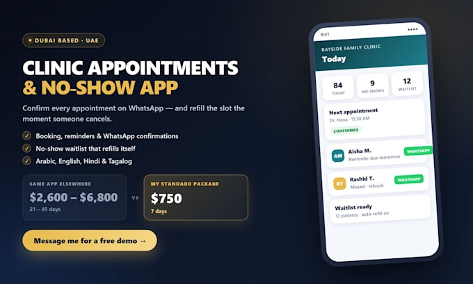 build a clinic appointment booking app with whatsapp reminders