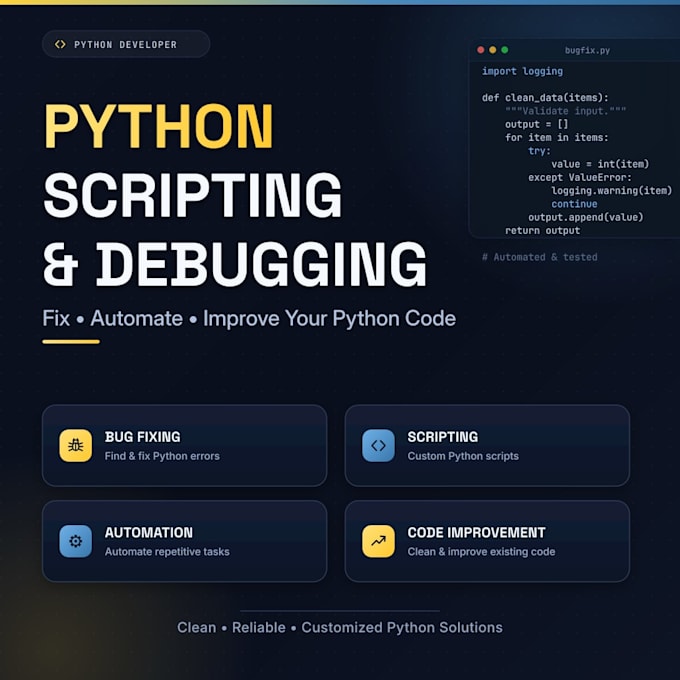 write, debug, and fix python code and scripts