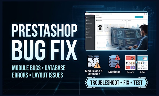 fix prestashop module bugs, database errors and store layout issues
