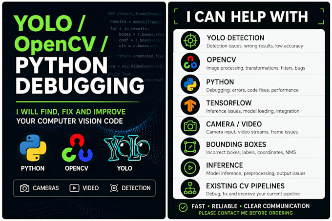 debug and fix yolo opencv python computer vision code