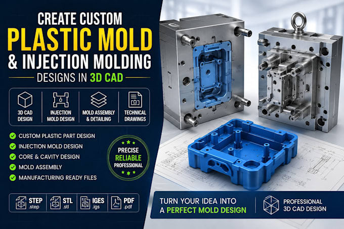 create custom plastic mold and injection molding designs in 3d cad