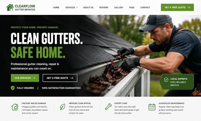 build wix gutter cleaning website squarespace gutter repair maintenance website