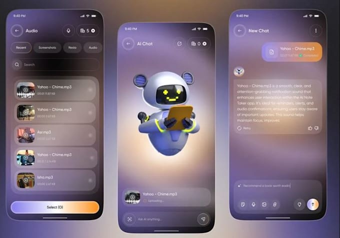 develop ai audio chat app, ai voice generator, ai music website