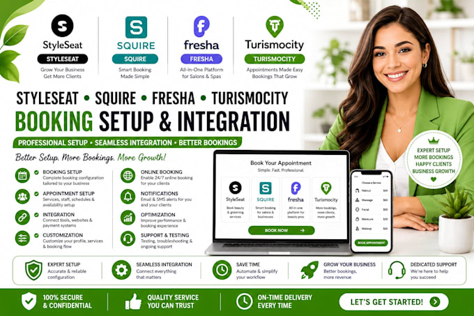 do styleseat squire fresha turismocity setup and integration and customization