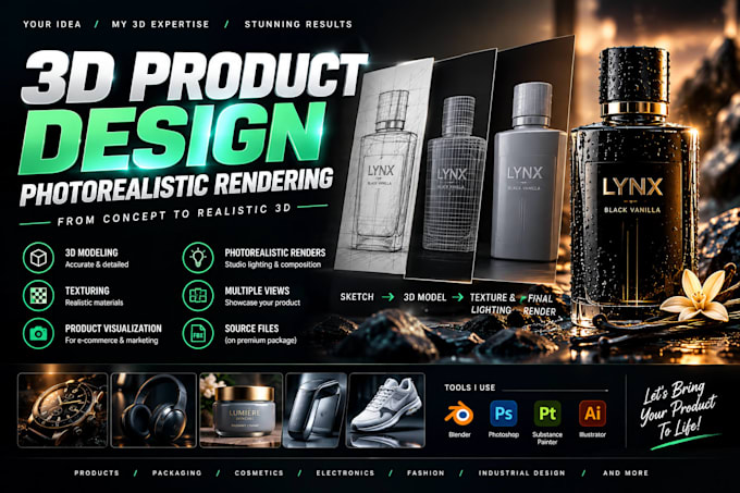 create 3d product models with photorealistic rendering