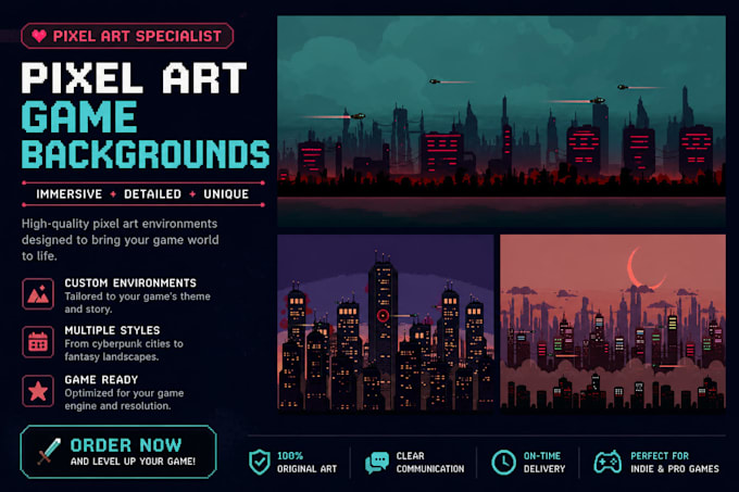 create pixel art game environments and backgrounds