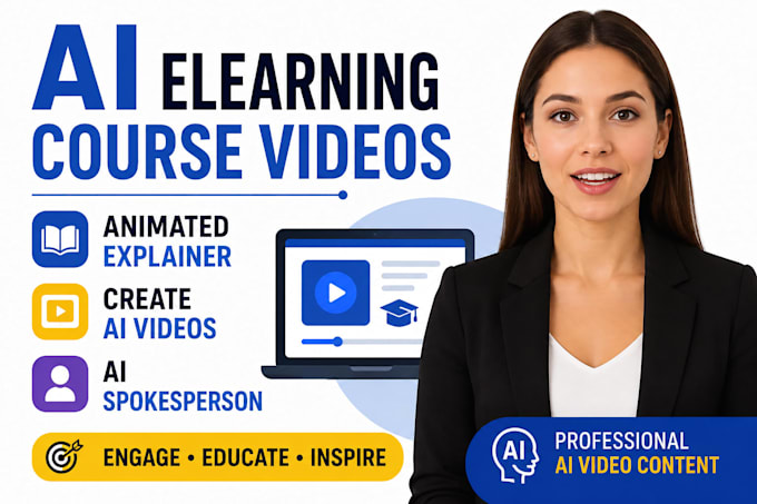ai elearning course videos, animated explainer, create ai videos, spokeperson