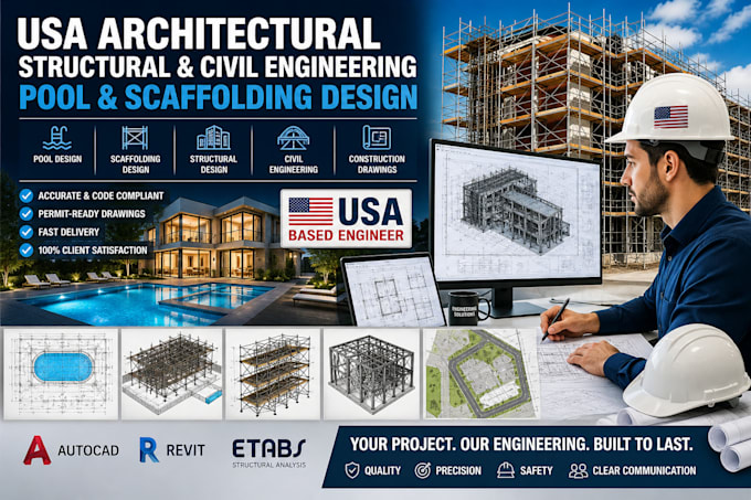 do cad, bim, civ pool scaffolding and structural engineering design