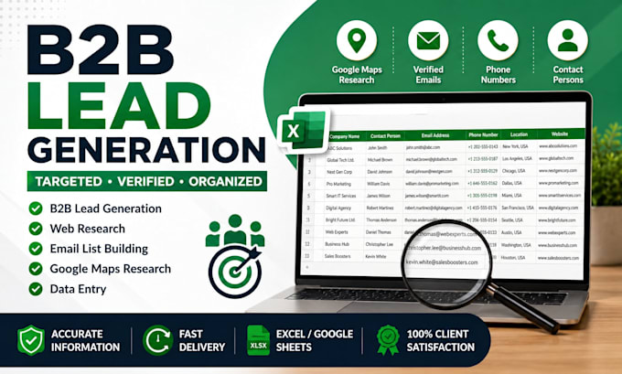 do b2b lead generation, web research and targeted email list building