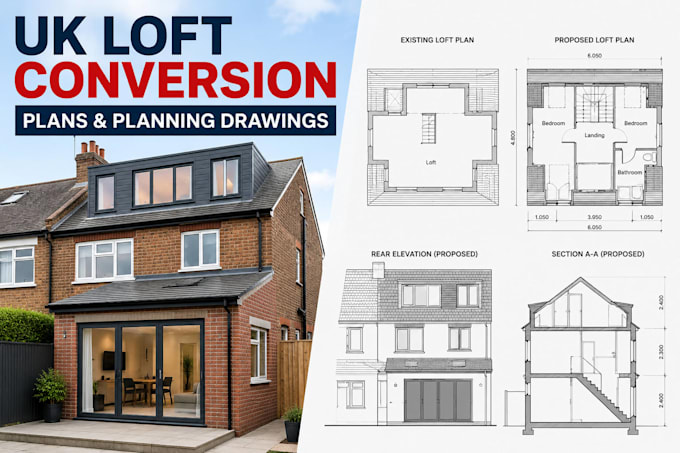 design UK loft conversion plans and drawings for planning permission