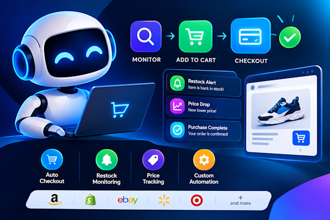 build custom auto check out bot, auto purchase bot, price monitor bot system