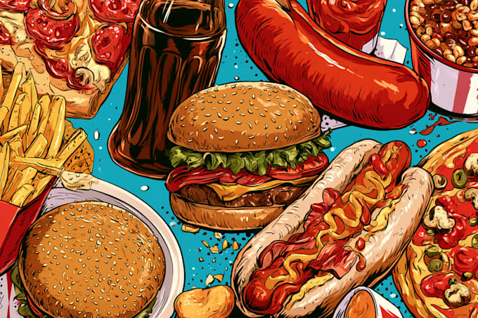 make a food pop art illustration