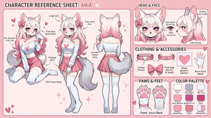 create a custom furry reference sheet for your fursona