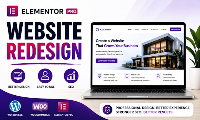 redesign your wordpress website with elementor pro, woocommerce website, SEO