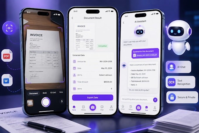 develop ai document scanner ocr app ai chatbot mobile app