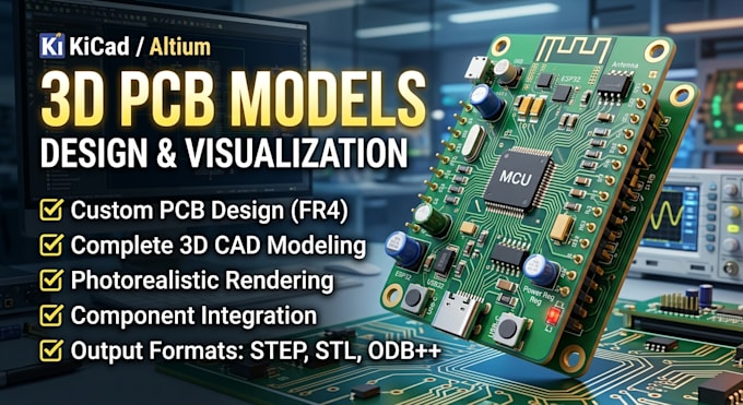 design a professional 3d pcb model from your pcb files