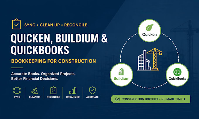 sync clean up reconcile quicken buildium quickbooks bookkeeping for construction