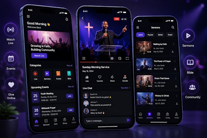 develop church live streaming app ministry streaming app