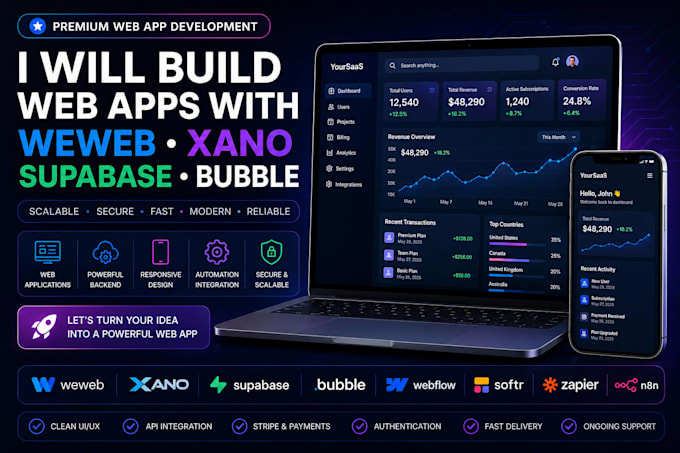build a weweb web app with xano supabase or bubble