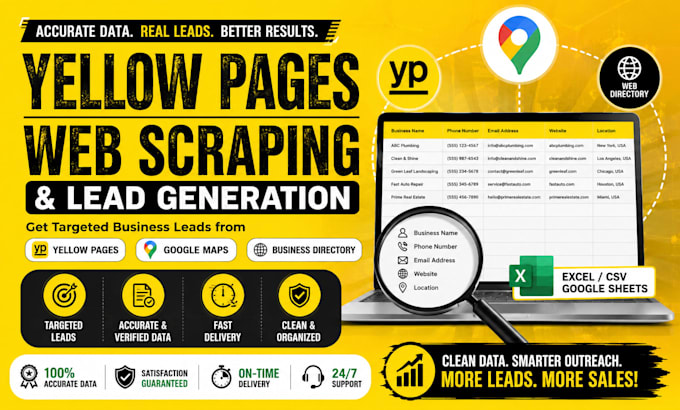 do yellow pages web scraping, google maps data collection and lead generation