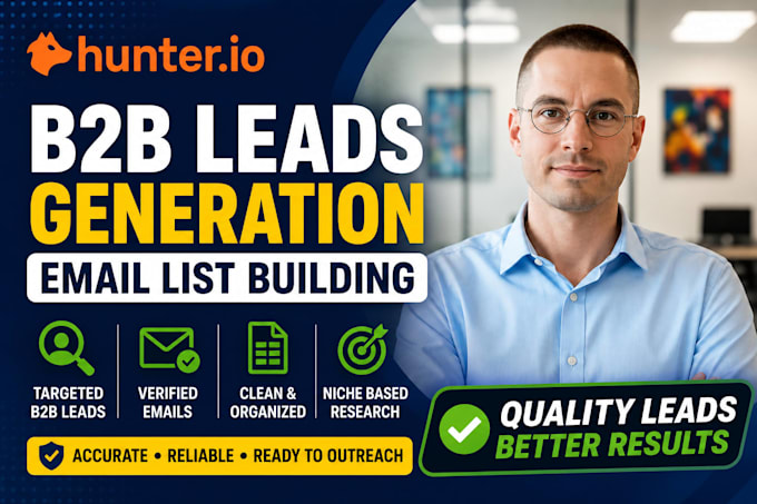 create hunter io cold email leads b2b lead generation email list building