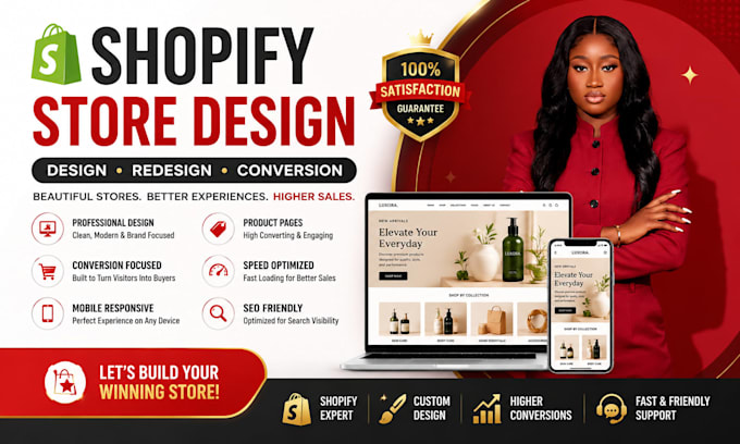 desing or redesign shopify store website