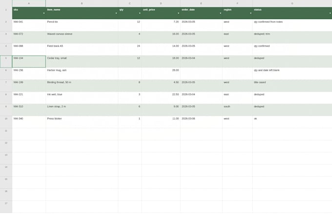 clean and organize your excel or csv file