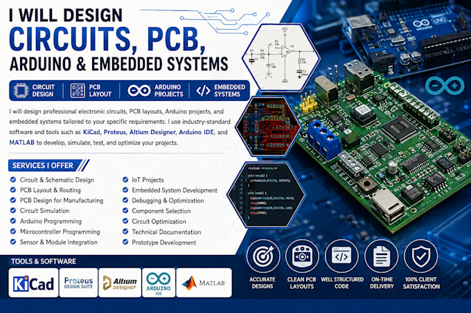 design circuits, pcb, arduino and embedded systems
