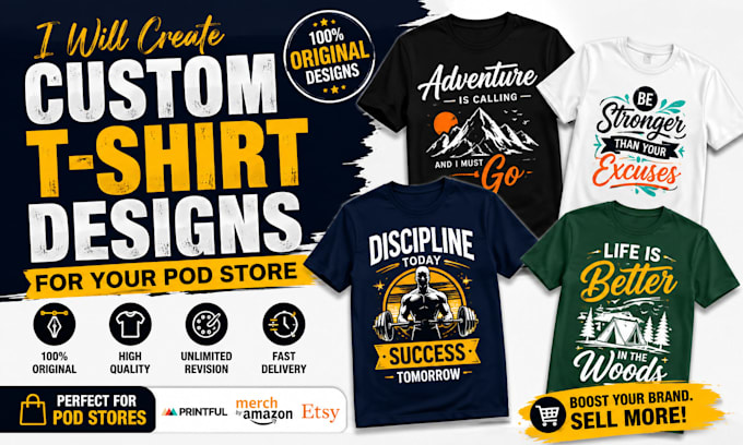 create custom tshirt design pod  by your request