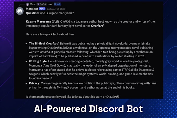 develop a custom discord bot for your server