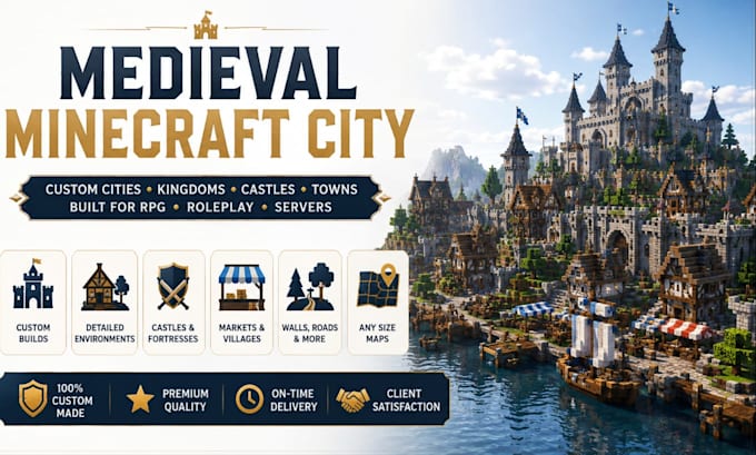 create custom medieval minecraft city kingdom castle and rpg map pack game city