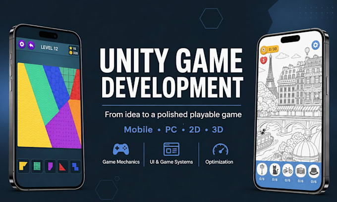 develop a complete unity mobile game for ios and android