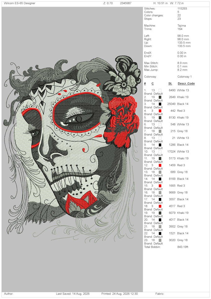 digitize embroidery designs into emb, dst, pdf in 1 hour