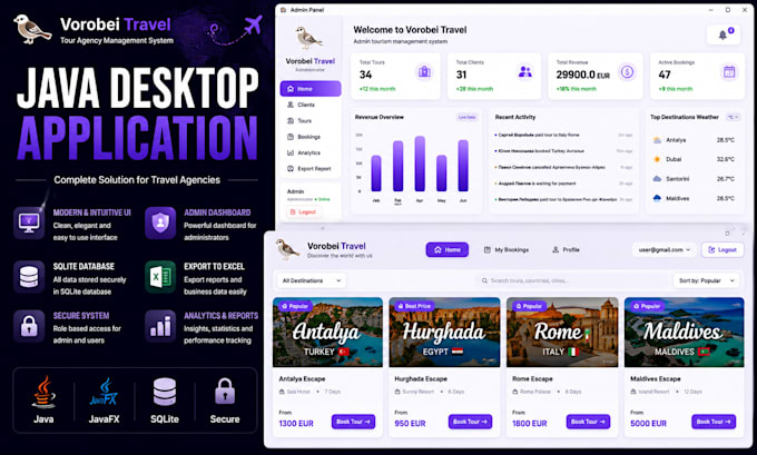 develop a javafx desktop application with a modern gui