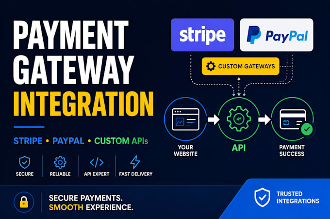 integrate stripe, paypal and custom payment gateways api integration