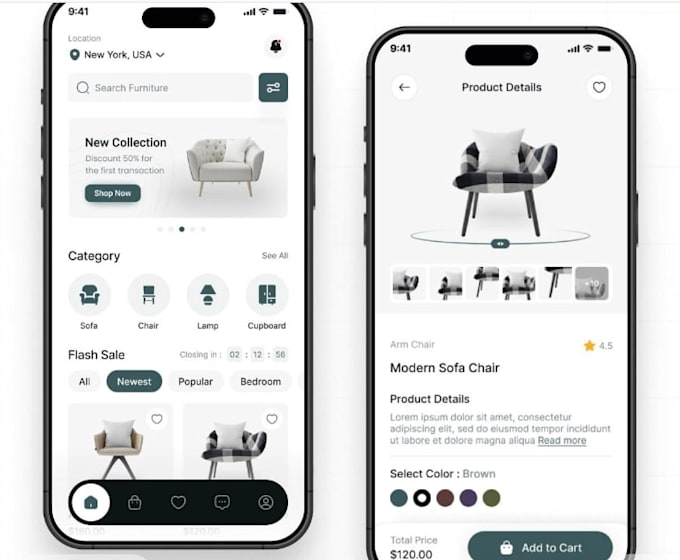 develop a furniture e commerce and delivery mobile app