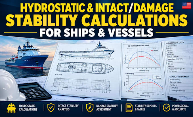 perform hydrostatic, intact damage stability calculations for ship and vessels