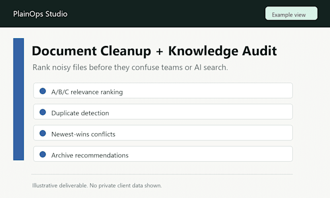 clean up your documents into a knowledge base plan