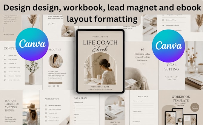 canva ebook design, workbook, lead magnet and ebook layout formatting