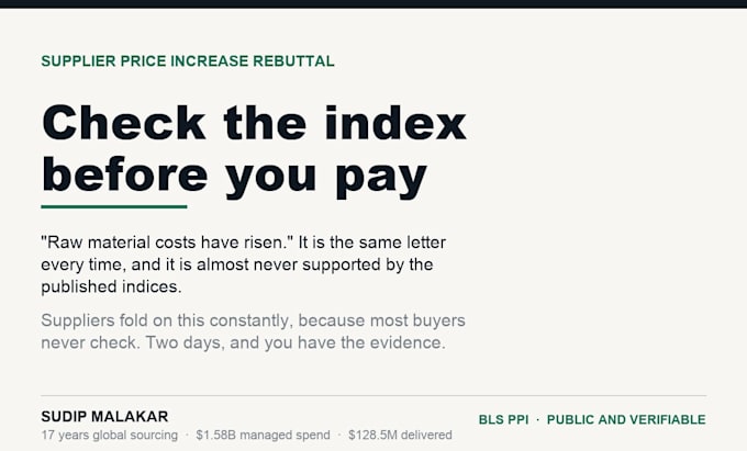 write a data backed rebuttal to your supplier price increase