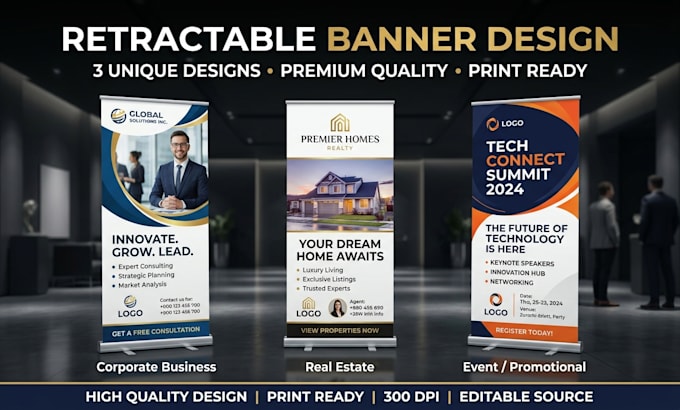 design retractable roll up pull banner signage backdrop event show